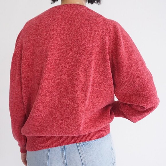 Vintage Tabi International Sweater Red Cotton Knit Minimalist Quiet Luxury S - Picture 2 of 8